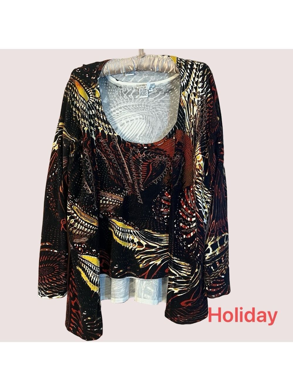 Alberto Makali Vibrant Black and Gold Twinset (Long Cardigan)